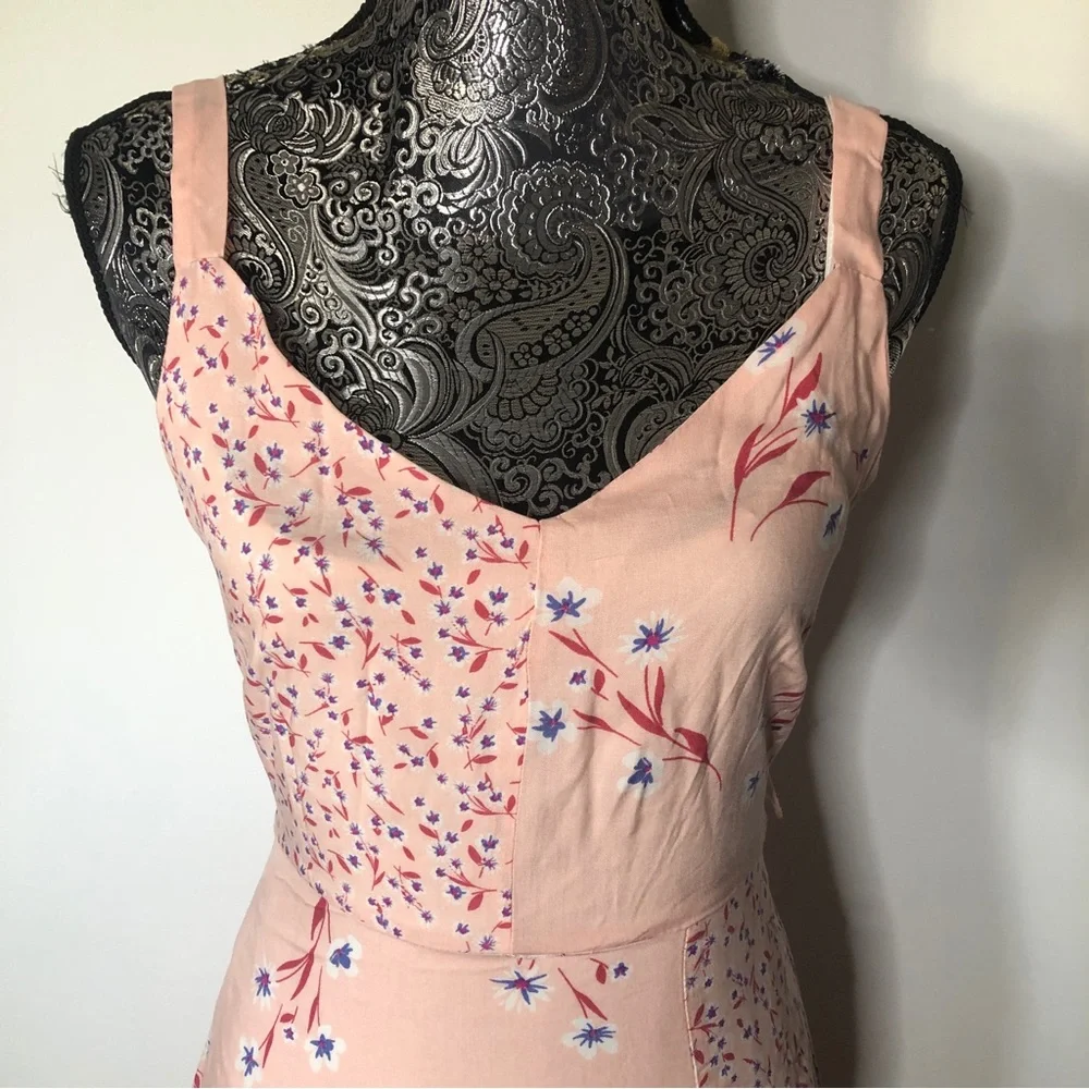 Bebop peach pink short flowered‎ patch dress small
